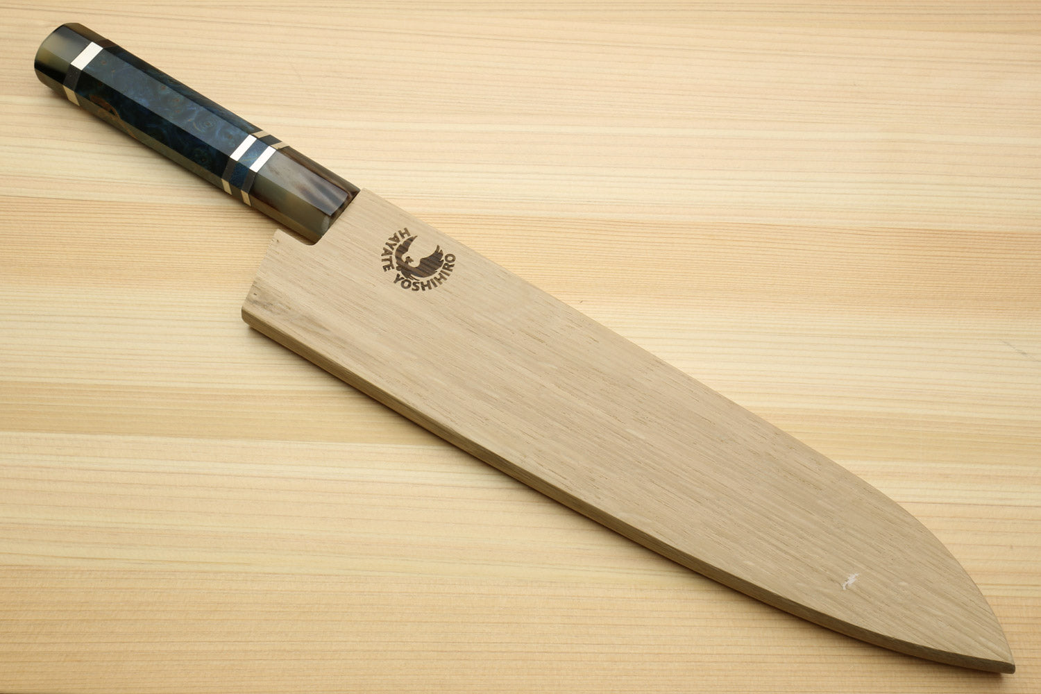 Yoshihiro HAP40 High Speed Stainless Steel Damascus Gyuto Chefs Knife with Ocean Blue Handle