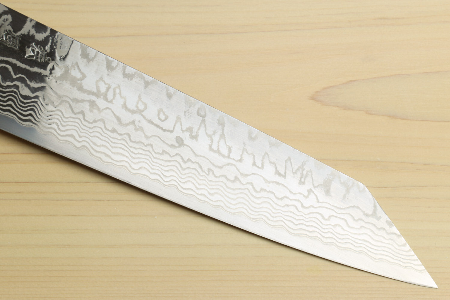 Yoshihiro HAP40 High Speed Stainless Steel Damascus Kiritsuke Multipurpose Chefs Knife, Octagonal Ebony Wood Handle with Triple Ring