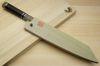 Yoshihiro HAP40 High Speed Stainless Steel Damascus Kiritsuke Multipurpose Chefs Knife, Octagonal Ebony Wood Handle with Triple Ring