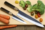 Yoshihiro Kurouchi Stainless Clad Nashiji High Performance SLD Gyuto & Petty 2pc Knife Set with Lacquered Saya