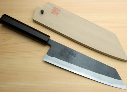 Yoshihiro Kurouchi Black-Forged Blue Steel Stainless Clad Kiritsuke Chef Knife Ebony wood Handle