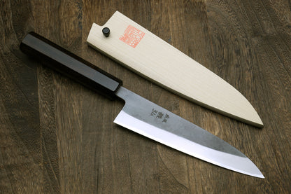 Yoshihiro Kurouchi Black-Forged Blue Steel Stainless Clad Petty Utility Knife Ebony wood Handle (Copy)