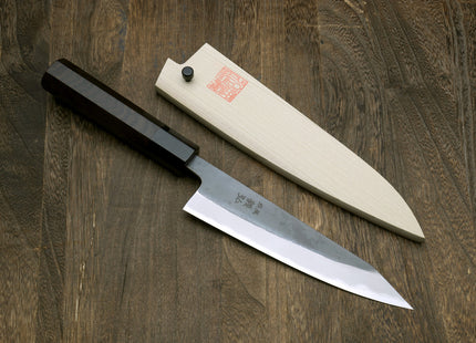 Yoshihiro Kurouchi Black-Forged Blue Steel Stainless Clad Petty-Kiritsuke Knife Ebony wood Handle