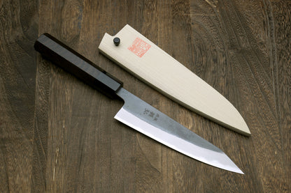 Yoshihiro Kurouchi Black-Forged Blue Steel Stainless Clad Petty-Kiritsuke Knife Ebony wood Handle
