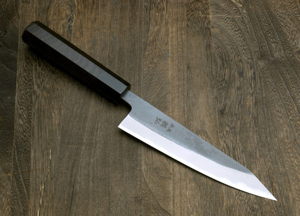 Yoshihiro Kurouchi Black-Forged Blue Steel Stainless Clad Petty-Kiritsuke Knife Ebony wood Handle