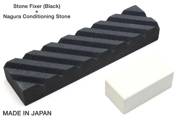 Yoshihiro Sharpening Stone Fixer (Black) & Nagura Conditioning Stone Set