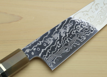 Yoshihiro Hayate ZDP-189 Super High Carbon Stainless Steel Damascus Gyuto Chef Knife Octagonal Ocean Blue Handle (Blade Length 210mm)