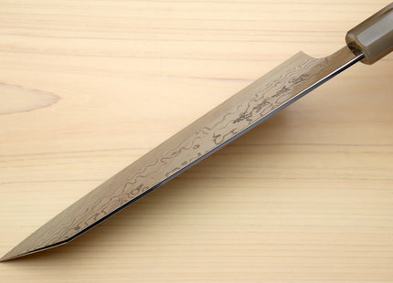 Yoshihiro Hayate ZDP-189 Super High Carbon Stainless Steel Damascus Kiritsuke Chef Knife Octagonal Ocean Blue Handle (Blade Length 210mm)