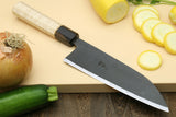 Yoshihiro Kurouchi High Carbon White Steel #2 Santoku Japanese Multipurpose Chef Knife with Camphor Handle