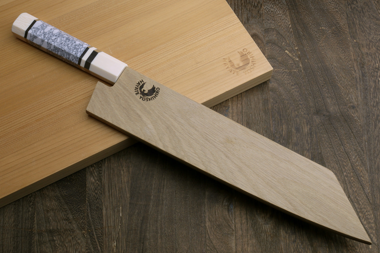 Yoshihiro High Carbon Blue Steel #1 Kiritsuke Multipurpose Japanese Chef Knife, Howlite White Handle with Alternative Ivory Bolster(Blade Length: 8.25" (210mm))