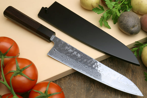 Yoshihiro 440C Stainless Steel 16 Layers Hammered Damascus Gyuto Chef Knife Shitan Handle