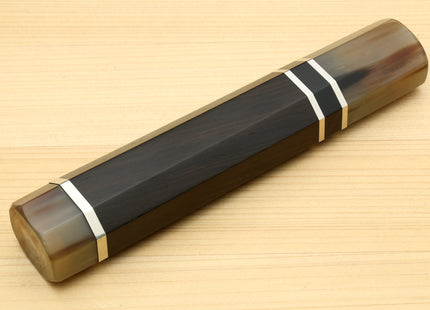 Yoshihiro Triple Ring Ebony Handle with Water Buffalo Horn Bolster for Kiritsuke Chef Knife