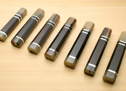 Yoshihiro Triple Ring Ebony Handle with Water Buffalo Horn Bolster for Kiritsuke Chef Knife