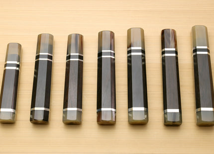 Yoshihiro Triple Ring Ebony Handle with Water Buffalo Horn Bolster for Kiritsuke Chef Knife