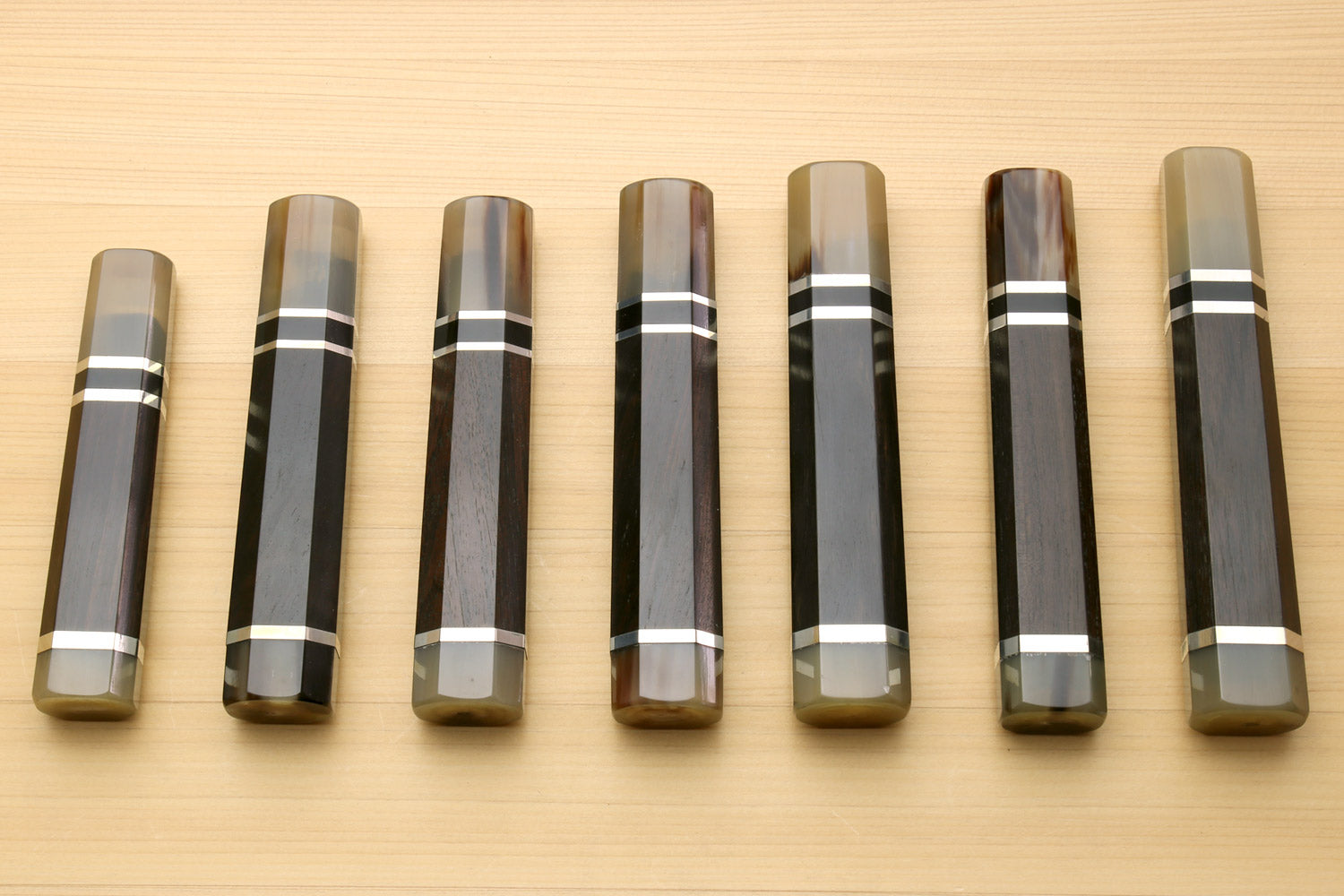 Yoshihiro Triple Ring Ebony Handle with Water Buffalo Horn Bolster for Kiritsuke Chef Knife