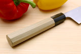 Yoshihiro White Steel #1 Stainless Clad Gyuto Chefs Knife with Magnolia Wood Handle