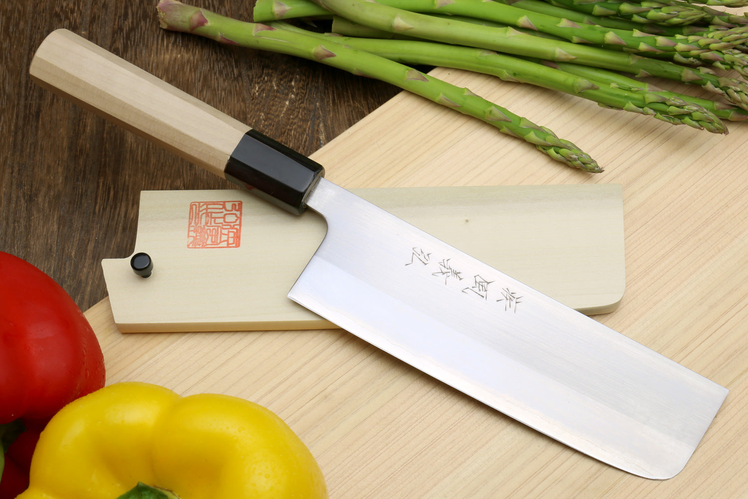 Yoshihiro White Steel #1 Stainless Clad Nakiri Vegetable Knife