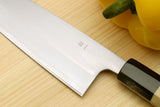 Yoshihiro White Steel #1 Stainless Clad Santoku Multipurpose Knife with Magnolia Wood Handle