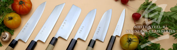 Yoshihiro White Steel #1 Stainless Clad Knife Series