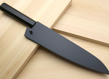 Yoshihiro Super Blue Steel Stainless Clad Hammered Gyuto Chefs Knife Ebony Handle