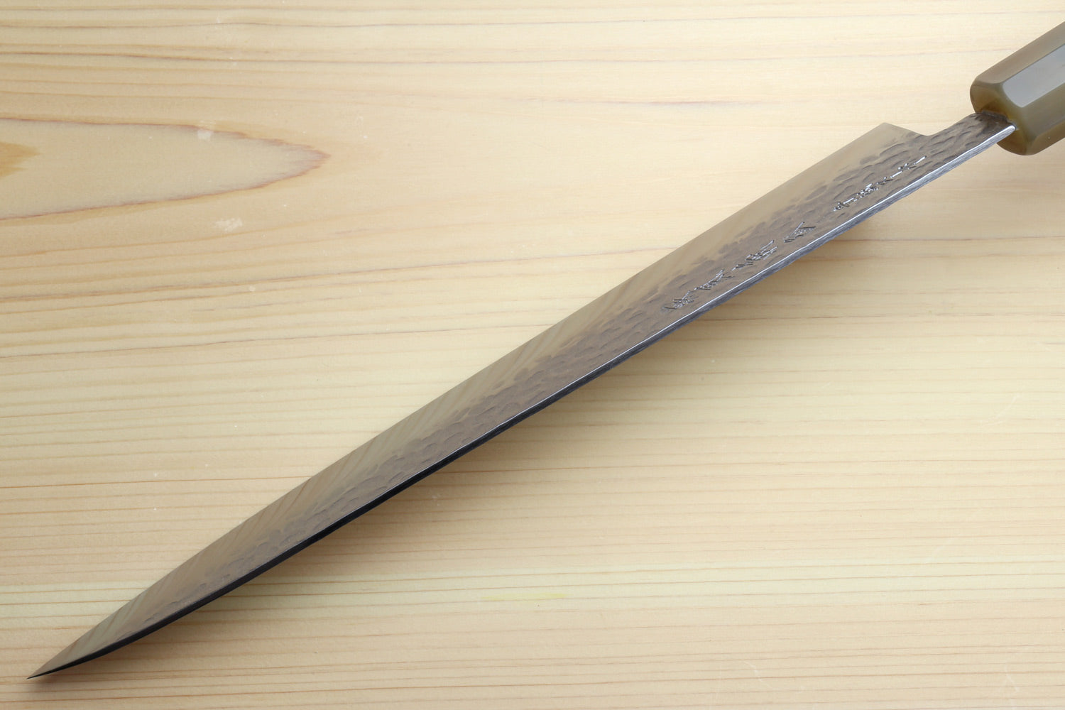 Yoshihiro Super Blue Steel Stainless Clad Hammered Gyuto Chefs Knife Stabilized Handle 240mm 9.5 inch