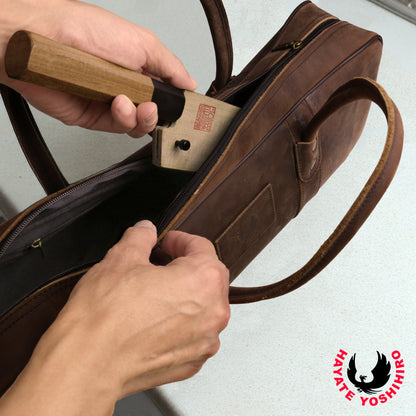Yoshihiro Genuine Natural Leather Knife Culinary Bag (Brown)