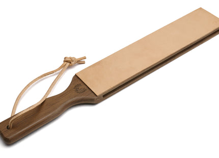 Yoshihiro Cutlery Two-Sided Leather Strop with Wooden Handle