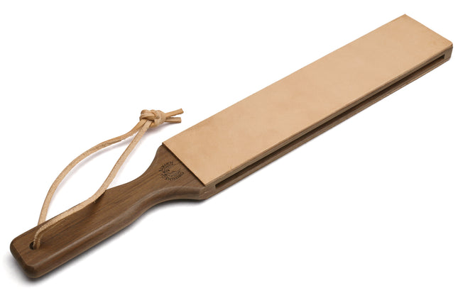 Yoshihiro Cutlery Two-Sided Leather Strop with Wooden Handle