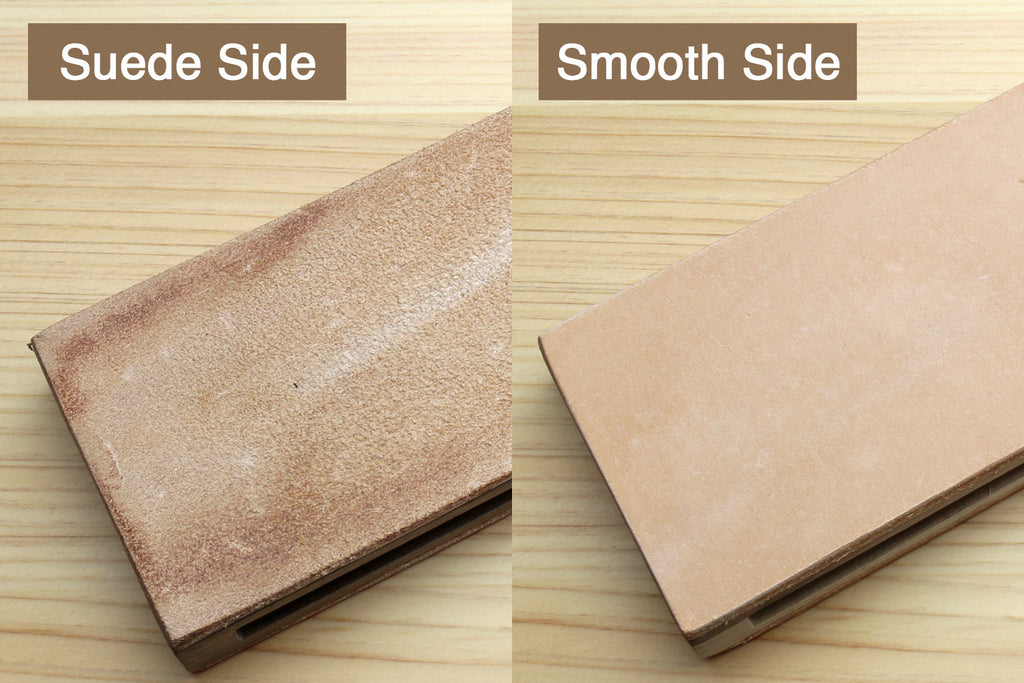 Yoshihiro Cutlery Two-Sided Leather Strop with Wooden Handle