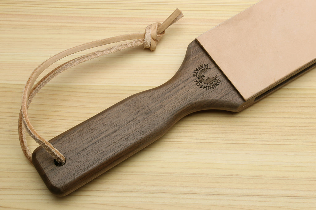 Yoshihiro Cutlery Two-Sided Leather Strop with Wooden Handle