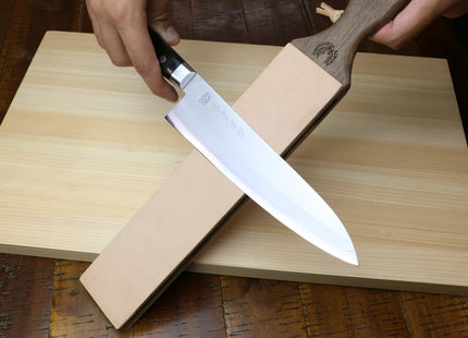 Yoshihiro Cutlery Two-Sided Leather Strop with Wooden Handle