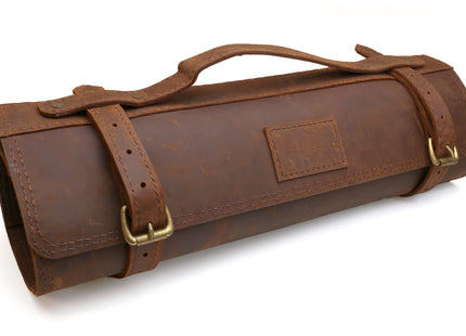 Yoshihiro Genuine Natural Leather Knife Culinary Roll Storage Bag Case Brown