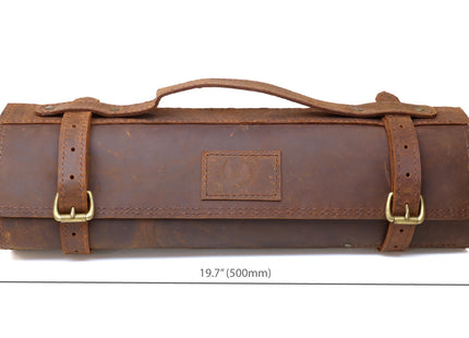 Yoshihiro Genuine Natural Leather Knife Culinary Roll Storage Bag Case Brown