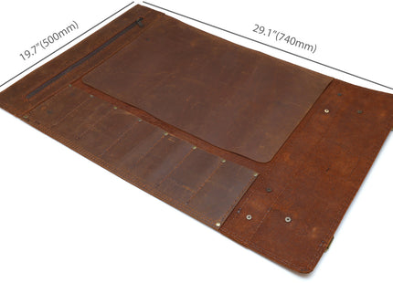Yoshihiro Genuine Natural Leather Knife Culinary Roll Storage Bag Case Brown
