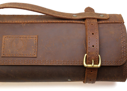 Yoshihiro Genuine Natural Leather Knife Culinary Roll Storage Bag Case Brown