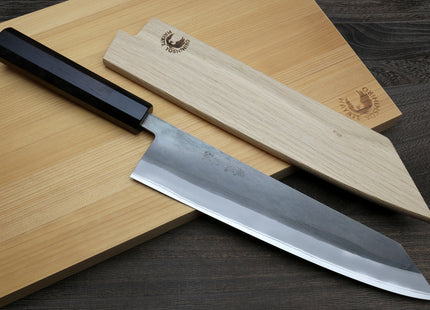 Yoshihiro Kurouchi Black-Forged Blue Steel Stainless Clad Kiritsuke Multipurpose Chef Knife (Ebony Handle)