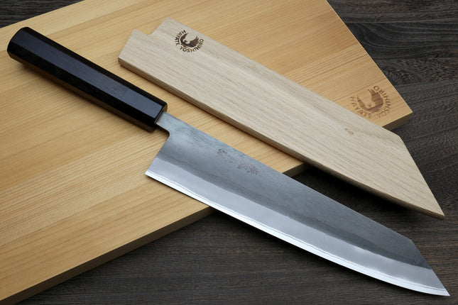 Yoshihiro Kurouchi Black-Forged Blue Steel Stainless Clad Kiritsuke Multipurpose Chef Knife (Ebony Handle)