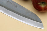 Yoshihiro Kurouchi Black-Forged Blue Steel Stainless Clad Santoku Multipurpose Knife (Shitan Handle)