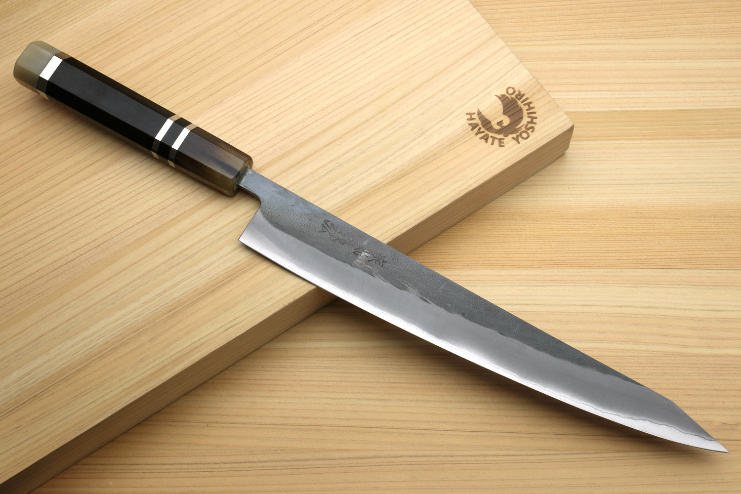 Yoshihiro Kurouchi Black-Forged Blue Steel Stainless Clad Sujihiki Kiritsuke Slicer Knife (Triple Ring Handle) — 9.5" (240mm)