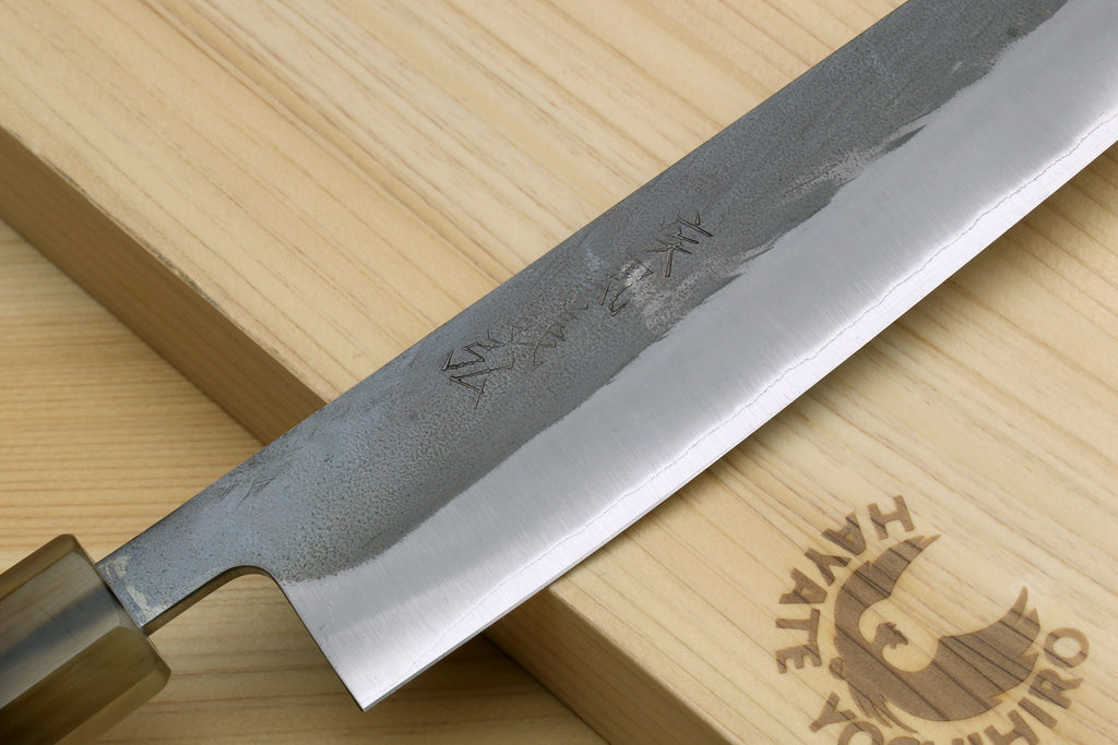 Yoshihiro Kurouchi Black-Forged Blue Steel Stainless Clad Sujihiki Kiritsuke Slicer Knife (Triple Ring Handle) — 9.5" (240mm)