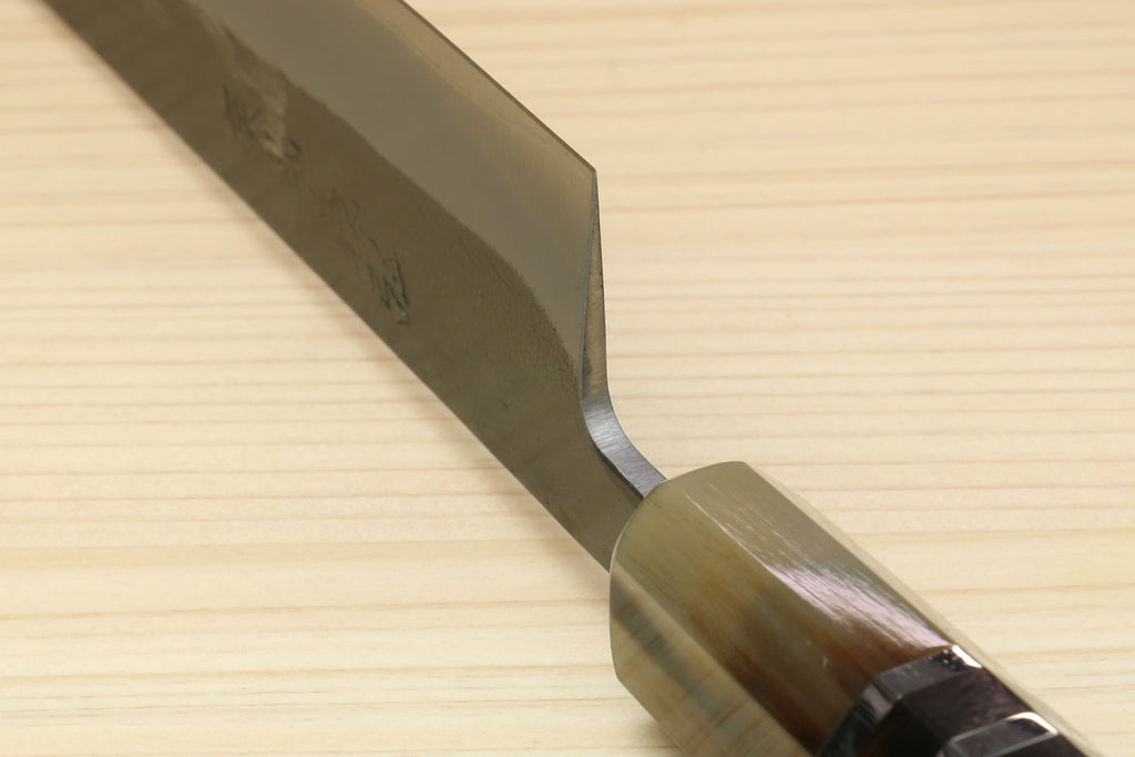 Yoshihiro Kurouchi Black-Forged Blue Steel Stainless Clad Sujihiki Kiritsuke Slicer Knife (Triple Ring Handle) — 9.5" (240mm)
