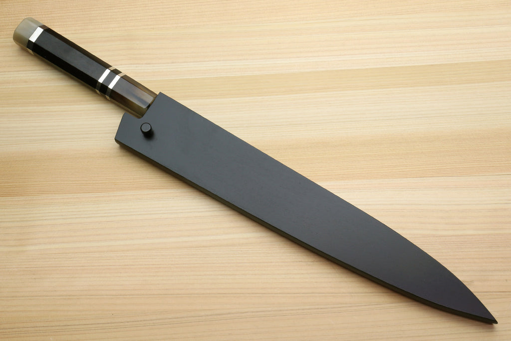 Yoshihiro Kurouchi Black-Forged Blue Steel Stainless Clad Sujihiki Kiritsuke Slicer Knife (Triple Ring Handle) — 9.5" (240mm)