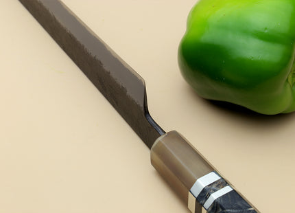 Hayate Hinoura Kurouchi Black-Forged Blue Steel Stainless Clad Sujihiki Slicer Knife