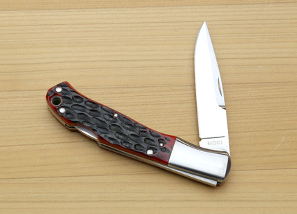 Moki VG-10 Stainless Steel Mirror Polished Lockback Folding Pocket Knife with Red Jigged Bone