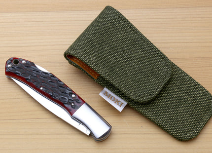 Moki VG-10 Stainless Steel Mirror Polished Lockback Folding Pocket Knife with Red Jigged Bone