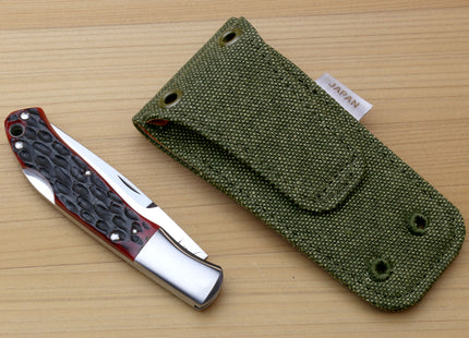 Moki VG-10 Stainless Steel Mirror Polished Lockback Folding Pocket Knife with Red Jigged Bone