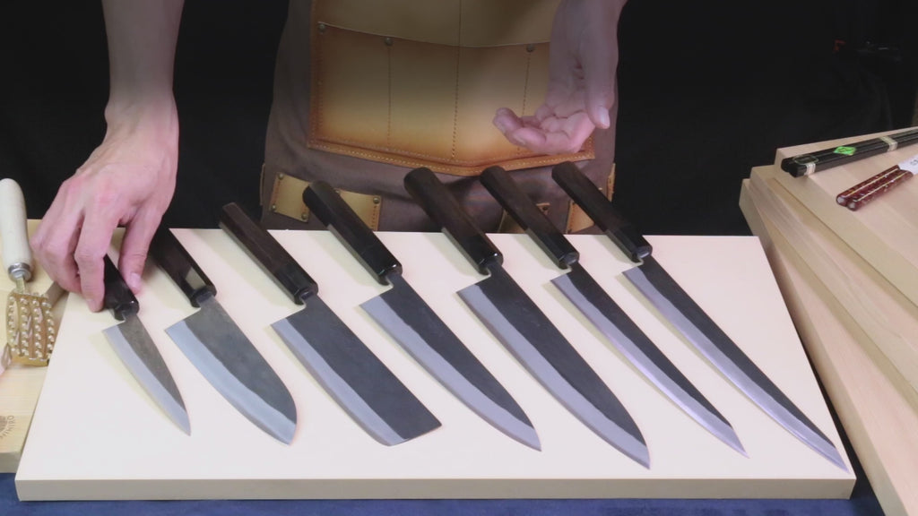 Yoshihiro Kurouchi Black-Forged Blue Steel Stainless Clad Petty Utility Knife (Ebony Handle)