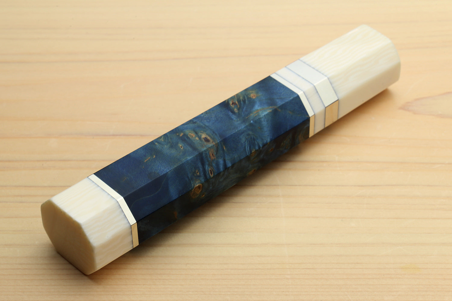Yoshihiro Ocean Blue Handle with Alternative Ivory White Bolster for Nakiri Vegetable Knife