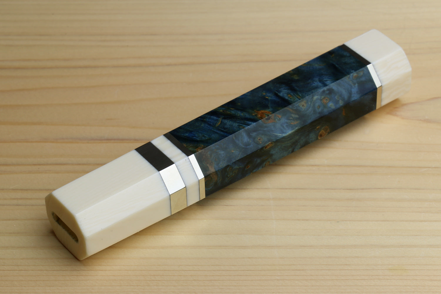 Yoshihiro Ocean Blue Handle with Alternative Ivory White Bolster for Nakiri Vegetable Knife