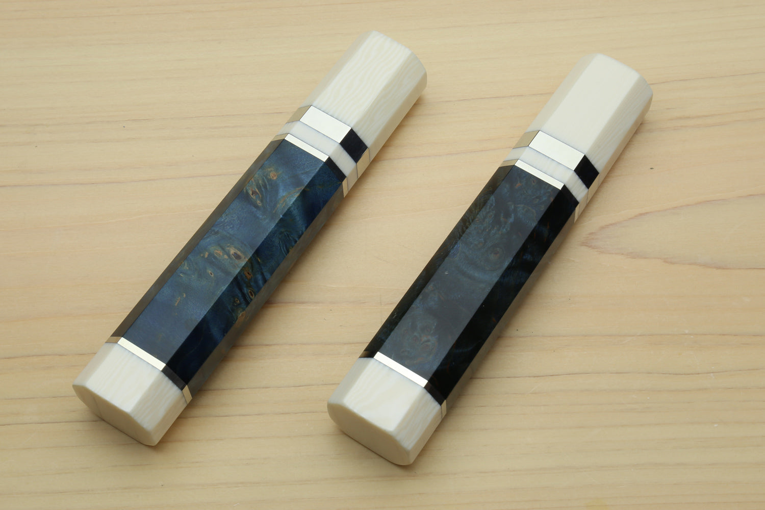 Yoshihiro Ocean Blue Handle with Alternative Ivory White Bolster for Nakiri Vegetable Knife